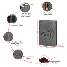 Load image into Gallery viewer, Sassora Genuine Leather RFID Animal Embossed Pattern Large Notecase