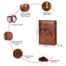 Load image into Gallery viewer, Sassora Pure Leather RFID Animal Embossed Pattern Large Notecase Wallet