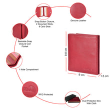 Load image into Gallery viewer, Sassora Genuine Leather Wallet – Medium Bifold with Snap Closure | RFID Protected