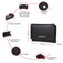 Load image into Gallery viewer, Sassora Genuine Leather Tri-fold RFID Notecase Wallet for Women's