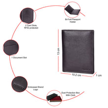 Load image into Gallery viewer, SASSORA Genuine Leather Bi-Fold Passport Holder with RFID Protection