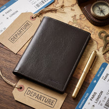 Load image into Gallery viewer, SASSORA Genuine Leather Bi-Fold Passport Holder with RFID Protection
