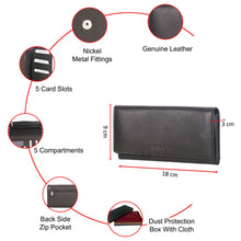 Load image into Gallery viewer, Sassora Genuine Leather Black RFID Ladies Purse (5 Card Holders)