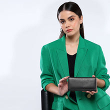 Load image into Gallery viewer, Sassora Genuine Leather Black RFID Ladies Purse (5 Card Holders)