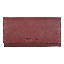 Load image into Gallery viewer, Sassora Genuine Leather Cherry Color RFID Ladies Purse (5 Card Slots)