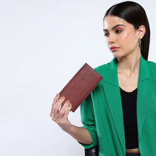 Load image into Gallery viewer, Sassora Genuine Leather Cherry Color RFID Ladies Purse (5 Card Slots)