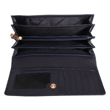 Load image into Gallery viewer, Sassora Genuine Leather Medium Dark Blue RFID Protected Women Purse