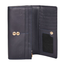 Load image into Gallery viewer, Sassora Genuine Leather Medium Dark Blue RFID Protected Women Purse