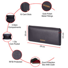 Load image into Gallery viewer, Sassora Genuine Leather Medium Dark Blue RFID Protected Women Purse