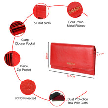 Load image into Gallery viewer, Sassora Premium Leather Medium Size Red RFID Protected Women Purse
