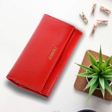 Load image into Gallery viewer, Sassora Premium Leather Medium Size Red RFID Protected Women Purse