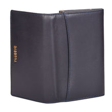 Load image into Gallery viewer, Sassora Genuine Leather Kiss Clasp Medium Blue RFID Women Purse