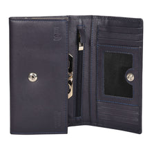 Load image into Gallery viewer, Sassora Genuine Leather Kiss Clasp Medium Blue RFID Women Purse