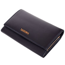 Load image into Gallery viewer, Sassora Genuine Leather Kiss Clasp Medium Blue RFID Women Purse