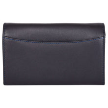 Load image into Gallery viewer, Sassora Genuine Leather Kiss Clasp Medium Blue RFID Women Purse