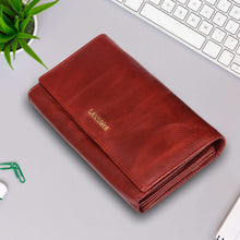 Load image into Gallery viewer, Sassora Women Casual, Ethnic, Travel, Trendy Red Genuine Leather RFID Wallet