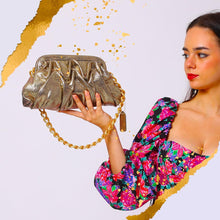 Load image into Gallery viewer, Sassora Genuine Leather Golden Color Women Small Shoulder Bag
