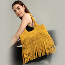 Load image into Gallery viewer, Sassora Premium Suede Leather Large Women Fringe Shoulder Bag