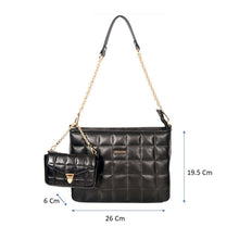 Load image into Gallery viewer, Sassora Genuine Leather Black Quilted Designed Shoulder Bag