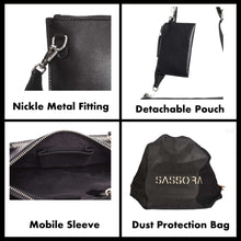 Load image into Gallery viewer, Sassora Premium Leather Medium Black Women Sling Bag With Attached Pouch