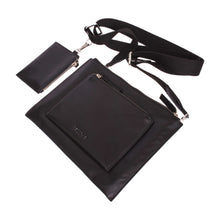 Load image into Gallery viewer, Sassora Premium Leather Medium Black Women Sling Bag With Attached Pouch