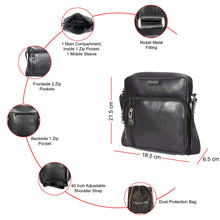 Load image into Gallery viewer, Sassora Premium Leather Small Black Unisex Sling Bag