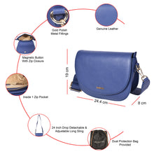 Load image into Gallery viewer, Sassora Genuine Leather Sling Bag – Premium Gold Fittings, Adjustable Strap