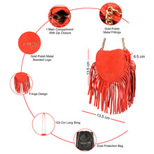 Load image into Gallery viewer, Sassora 100% Premium Leather Heart Shape Suede Small Sling Bag