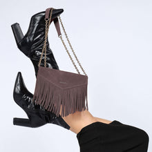 Load image into Gallery viewer, Sassora 100% Genuine Leather Suede Fringe Girl's Sling Bag