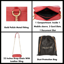 Load image into Gallery viewer, Sassora Premium Leather Girls Medium Structured Sling Bag