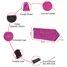 Load image into Gallery viewer, Sassora Leather Stylish Foldable Hidden Magnet Closure Spectacle Case