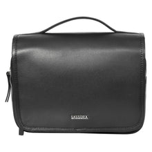 Load image into Gallery viewer, Sassora Premium Leather Flap With Zip Closure Toiletry Travel Pouch With hanging Tag