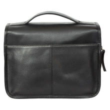 Load image into Gallery viewer, Sassora Premium Leather Flap With Zip Closure Toiletry Travel Pouch With hanging Tag