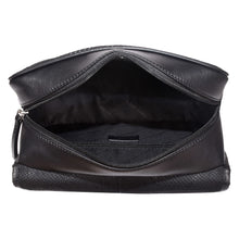Load image into Gallery viewer, Sassora Premium Leather Flap With Zip Closure Toiletry Travel Pouch With hanging Tag