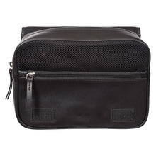 Load image into Gallery viewer, Sassora Premium Leather Flap With Zip Closure Toiletry Travel Pouch With hanging Tag