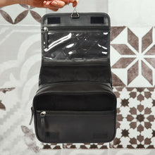 Load image into Gallery viewer, Sassora Premium Leather Flap With Zip Closure Toiletry Travel Pouch With hanging Tag