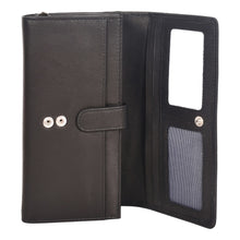 Load image into Gallery viewer, Sassora Genuine Leather Girls RFID Protected Black Travel Wallet