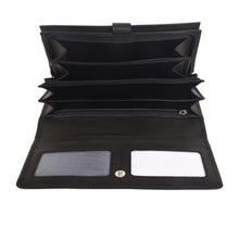 Load image into Gallery viewer, Sassora Genuine Leather Girls RFID Protected Black Travel Wallet