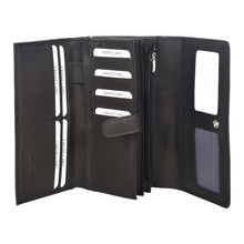 Load image into Gallery viewer, Sassora Genuine Leather Girls RFID Protected Black Travel Wallet
