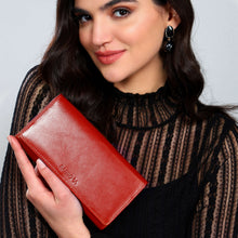 Load image into Gallery viewer, Sassora Genuine Leather Girls RFID Protected Travel Wallet (12 Card Slots)