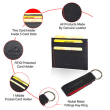 Load image into Gallery viewer, Sassora Premium Leather Unisex RFID Card Holder & Keychain Combo For Every Occasion (Pack Of 2)
