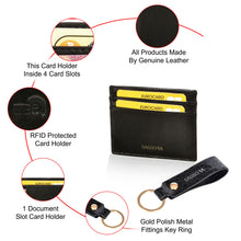 Load image into Gallery viewer, Sasoora Genuine Leather RFID Card Holder & Key Ring Gift Combo Set for Unisex