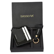 Load image into Gallery viewer, Sasoora Genuine Leather RFID Card Holder & Key Ring Gift Combo Set for Unisex