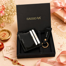 Load image into Gallery viewer, Sasoora Genuine Leather RFID Card Holder & Key Ring Gift Combo Set for Unisex