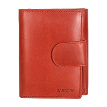Load image into Gallery viewer, Sassora Genuine Leather Medium Size Red RFID Protected Wallet (9 Card Slots)