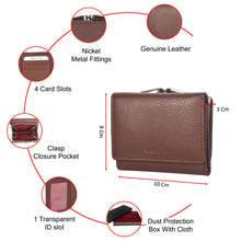 Load image into Gallery viewer, Sassora Genuine Leather Small Brown RFID Ladies Wallet (4 Card Slots)