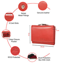 Load image into Gallery viewer, Sassora Genuine Leather Small Size Red RFID Protected Wallet (4 Card Holders)