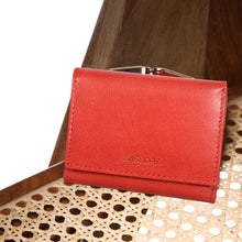 Load image into Gallery viewer, Sassora Genuine Leather Small Size Red RFID Protected Wallet (4 Card Holders)