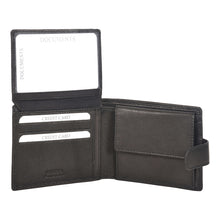 Load image into Gallery viewer, Sassora Genuine Leather Large Buckle Closure Black RFID Wallet for Men