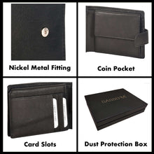 Load image into Gallery viewer, Sassora Genuine Leather Large Buckle Closure Black RFID Wallet for Men